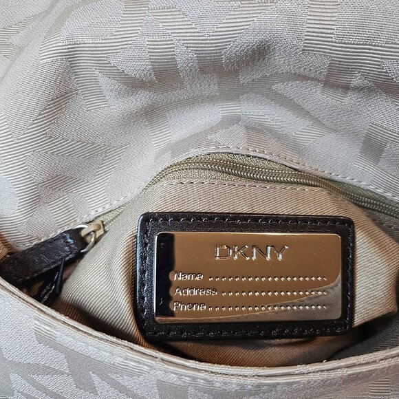 DKNY Beige Monogram Satchel Shoulder Strap Bag - Picture 6 of 6